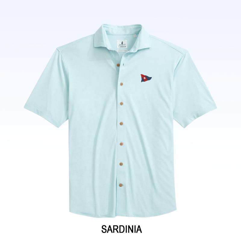 JOHNNIE-O BRECK SOLID KNIT SHORT SLEEVE BUTTON DOWN